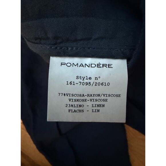 Pomandere Womens Zipper Fly High Rise Linen Pants Navy blue Size 4 30x 25 - Picture 3 of 4